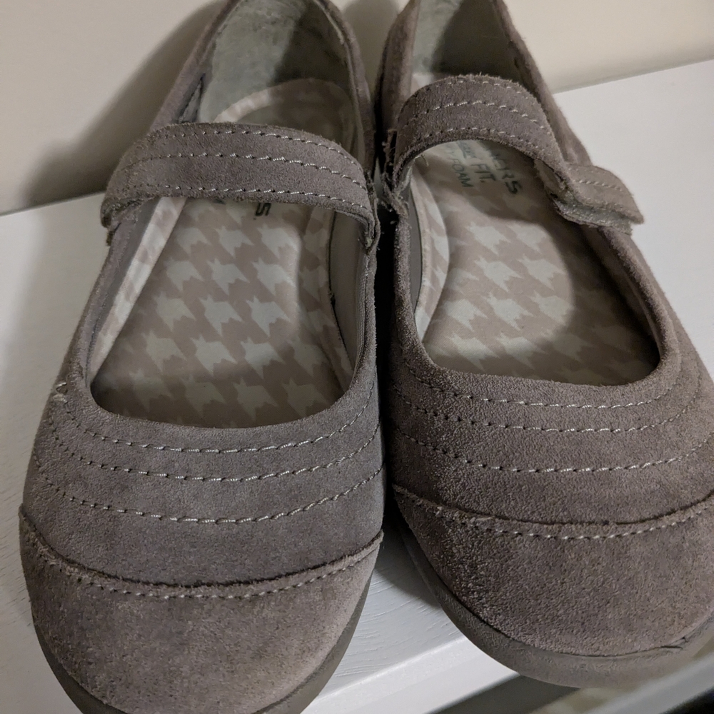 Gray Suede Mary Jane Flats